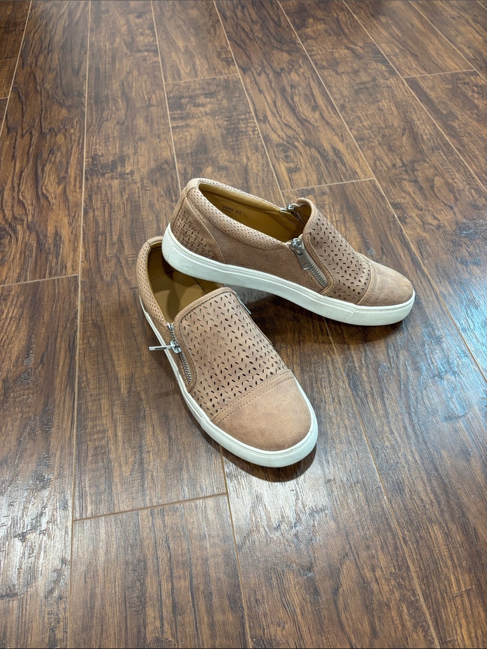 Taupe Perforated Slip-On Sneakers